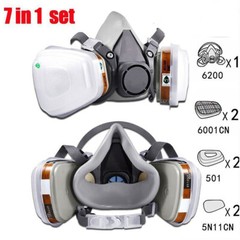 7 IN 1 Gas Mask Half Face Respirator Paint Spray Chemical Facepiece Safety 6200