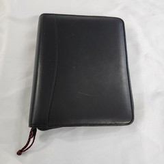 Kirkland Signature 7 Ring Binder Planner Black Genuine Leather Zipper Classic