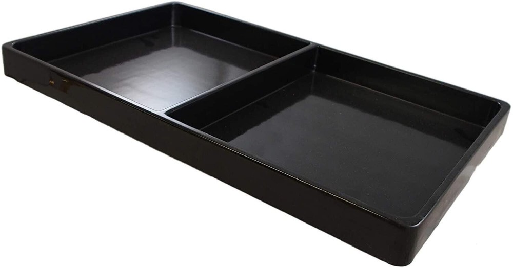 Heavy Duty Jet-Stone 2 Compartment Stackable Plastic Tray Organizer Black/White