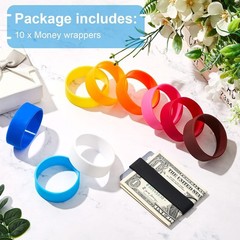 10 Pcs Rubber Cash Bands Money Bands for Cash Elastic Silicone Rubber Wallet Col