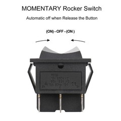 BAOMAIN DPDT Momentary Rocker Switch (ON)-Off-(ON),6-Pin 3 Position Black