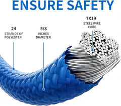 5/8’’ X 12 Ft Steel Wire Core Flipline, W/Better Grab Adjuster & Steel Swivel, A