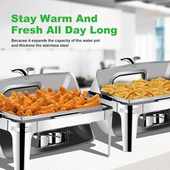 9QT Food Warmer Commercial Steel Chafer Buffet Chafing Dish Roll Top