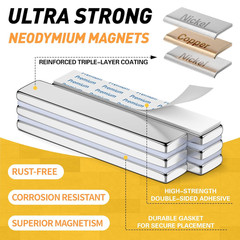 FINDMAG Neodymium Magnet, 6 Pack Bar Magnets Strong Heavy Duty Magnets with Adhe