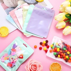 Resealable Packaging Bags Macaron Color Self Seal Bags Hang Hole Storage Pouches