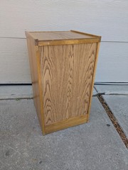 Vintage Industrial Mission Style Oak Wood Filing File Cabinet 2 Drawer Brass T52