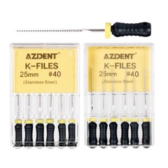 AZDENT Dental Endo Root Canal K-Files Stainless Steel Hand Use 21mm/25 mm Files