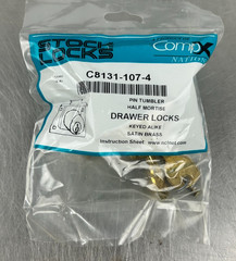 CompX Fort Locks C8131-107-4 Drawer Locks Satin Brass Keyed Alike New