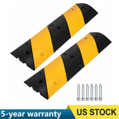 2 Pk Rubber Speed Bump Heavy Duty 2 Channel Modular Cable Protector Ramp 25000lb
