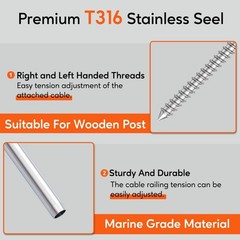 100Pack 1/8′ Left & Right Handed Thread Swage Lag Screws, T316 Stainless Steel