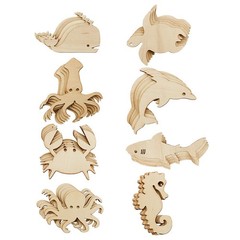 Newbested 48 Pack Unfinished Wooden Ocean Sea Animal 4.72″ x 1.97″/12cm x 5cm