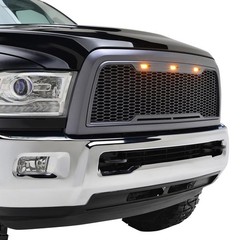 ABS Upper Honeycomb Grille Charcoal Gray Amber LED 10-12 Ram 2500 3500 HD