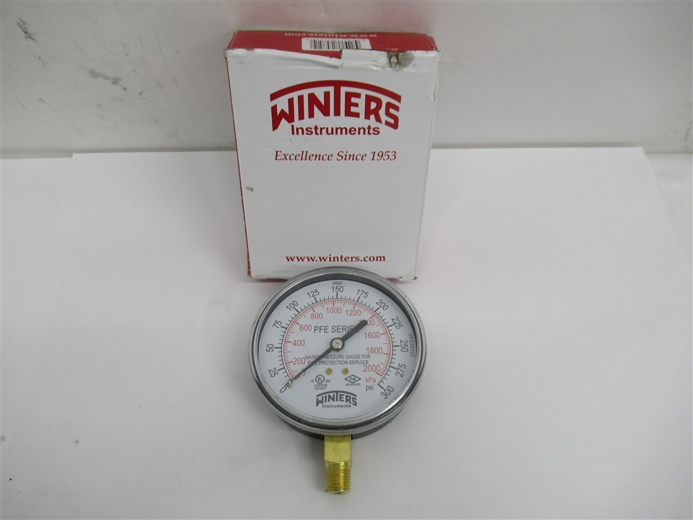 Winters PFE3933 3.5″. 1/4″ NPT BTM 0-300 psi/kPa Fire Sprinkler Pressure Gauge