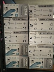 Lot of 10 New Ammex Blue Nitrile Exam Gloves Latex & Powder Free, Size XL 100 Pk