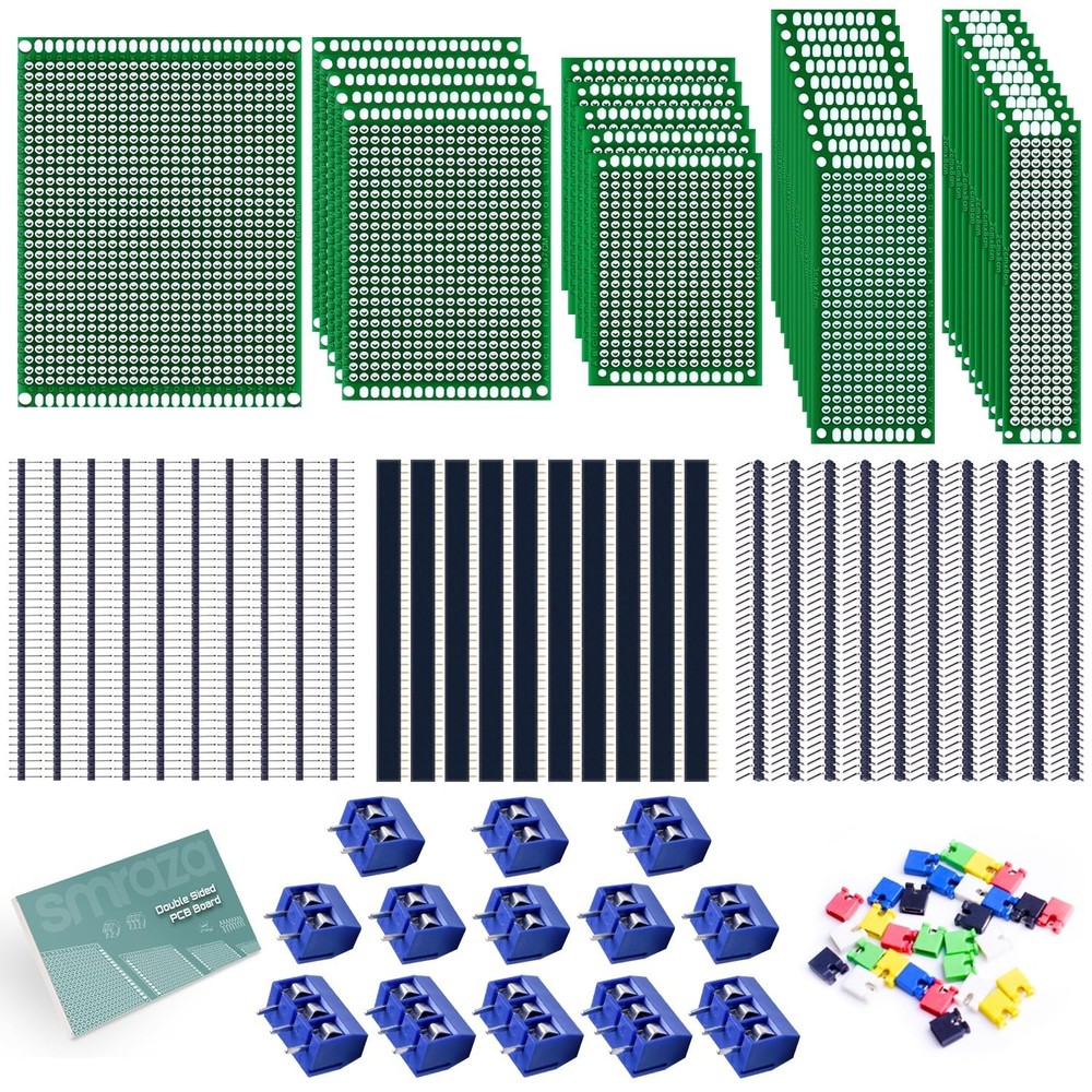 104Pcs Double Sided PCB Board Kit, Prototype Boards for DIY Soldering and Electr