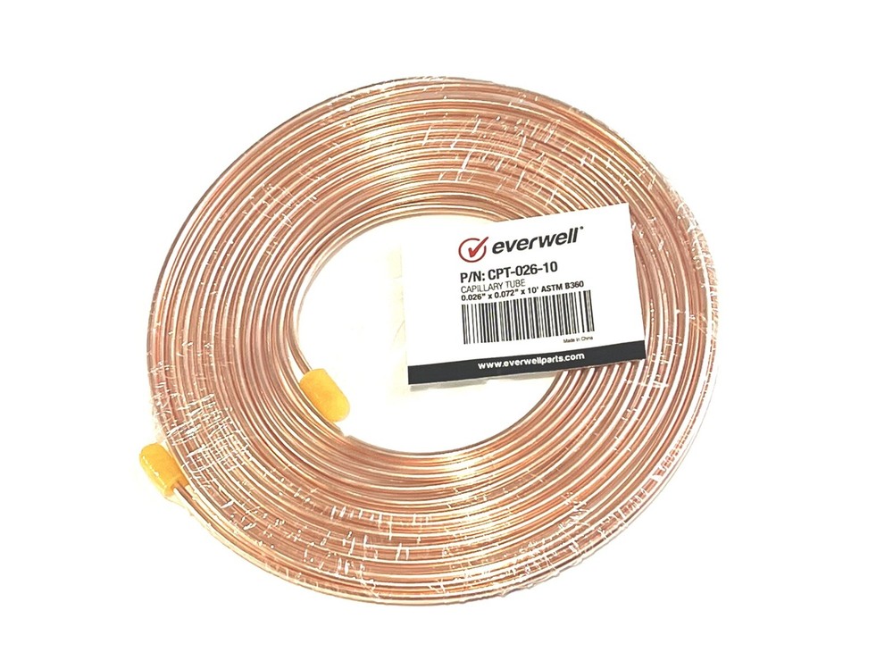 REFRIGERATION COPPER CAPILLARY TUBING 0.026″ (ID) x 0.072″ (OD) x10ft ASTM B-360