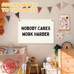 STHTTSW Work Harder Linen Banner Off-White
