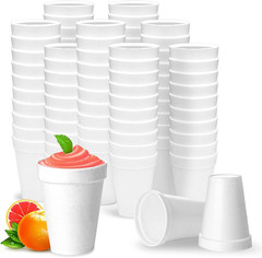 Square 12 Oz Disposable Foam Cups, 100 Pack, Insulated for Hot & Cold Beverages