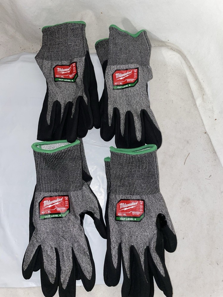 (4) Pair Milwaukee 48-73-7003 Size 10 (XL) Smartswipe Cut Level 6 Gloves