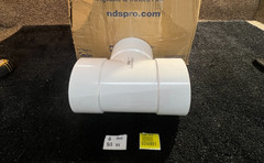(QTY 4) NDS Straight Tee Schedule 35 PVC White 6″ Hub T X 6″ D Hub 6P01