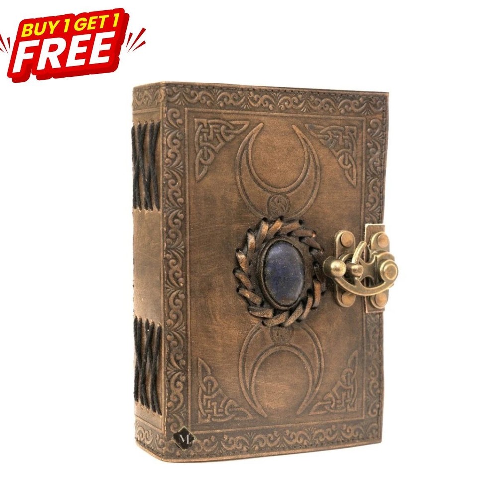 Leather Journal–Moon Stone Embossed Diary5x7|Single Lock Notebook|200Page| B1 G1