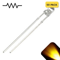 50 x 12v 3mm LED Light Yellow Gold Ultra Bright Internal Resistor 5v-15v 9v no