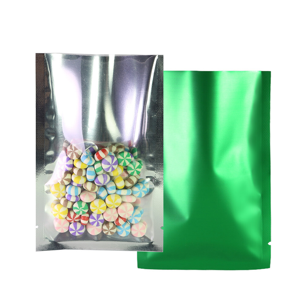 100x Glossy Clear Matte Green Metallic Foil Top Fill Bags 7x10cm 2.75x4in