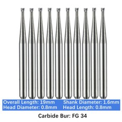 Vakker Dental Tungsten Carbide Burs for High Speed Handpiece FG 19mm