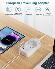 Type E F Plug Adapter, Germany France Travel Plug Adapter with 3 Outlets 3 US