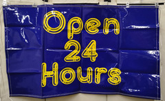 Heavy Duty Vinyl Open 24 Hours Banner for Store Business. (00)