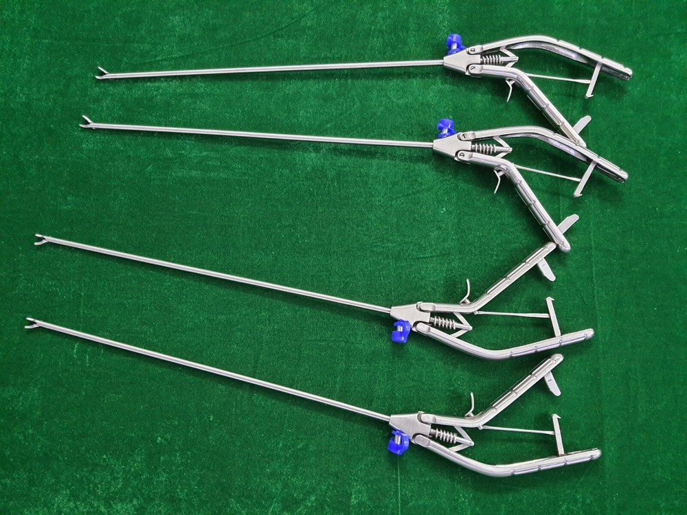 4pc Laparoscopic Needle Holder Curved Jaw Right & Left Hand 5mmx330mm Reusable