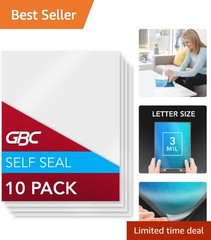 Durable Self-Seal Laminating Sheets – 10 Letter Size Glossy Laminating Pouches