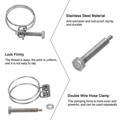 10Pcs Double Wire Hose Clamp 36-40mm Adjustable Hose Clip with M6 Bolt