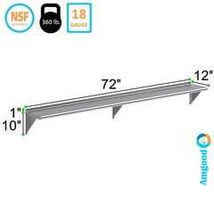 12 in. x 96 in. Stainless Steel Wall Shelf