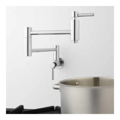 SIGNATURE HARDWARE Contemporary Retractable Wall-Mount Pot Filler Faucet- BN