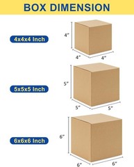 Assorted Shipping Boxes 45-Pack: 4X4X4 & 5X5X5 & 6X6X6 Brown Corrugated