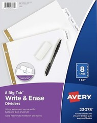 Avery 23078 Lot Of 10 8-Pack Big Tab Write-on Dividers With Erasable Tabs