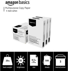Multipurpose Copy Printer Paper, 20 Lb, 8.5 X 11 Inches, 3 Reams (1,500 Sheets),