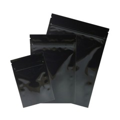 Multi-Size Double-Side Glossy Black Foil Mylar Flat Zip Lock Bag w/ Tear Notches