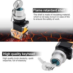 1Pack Black 2-Position Key Switch 1NO 1NC 4 Screw Terminal ON-Off Switch with…