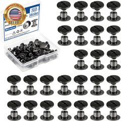 25 Sets M5 X 4Mm Chicago Screws, 3/16(5Mm) Black Leather Rivets, Carbon Steel Ph