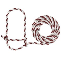 Weaver Livestock Braided Poly Rope Cattle Halter, 7 feet, Maroon/Gray/White