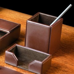 Dacasso Dark Brown Bonded Leather Pencil Cup 3.00 X X 4.00