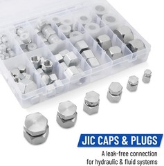 144 Piece JIC & ORFS Cap and Plug Kit Hose Tube & Pipe Fitting Set Hydraulic USA