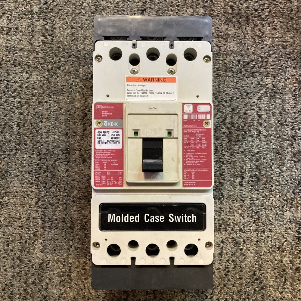 Cutler-Hammer KD3400K 400AMP 600V 3 Pole Circuit Breaker A+ working condition