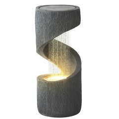 31.9″ S-Shaped Water Fountain LED Lights Cascading Indoor Outdoor Floor Standing