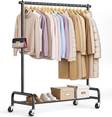 Heavy Duty Metal Clothing Rack 43W Rollers for Coats Shirts Dress Storage