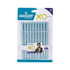 Hauser XO 0.7mm Ball Pen Blister Pack | Sleek Body 1 Count (Pack of 10), Blue