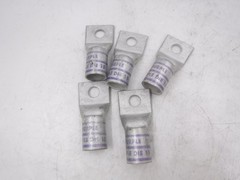 5 Pack Burndy 3/8″Stud 1 Hole 4/0 Flex Cu Compression Standard Barrel Lugs