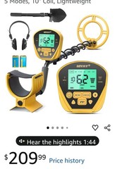 Metal Detector for Adults Professional Gold&Silver Detector LCD Display 10″ Coil